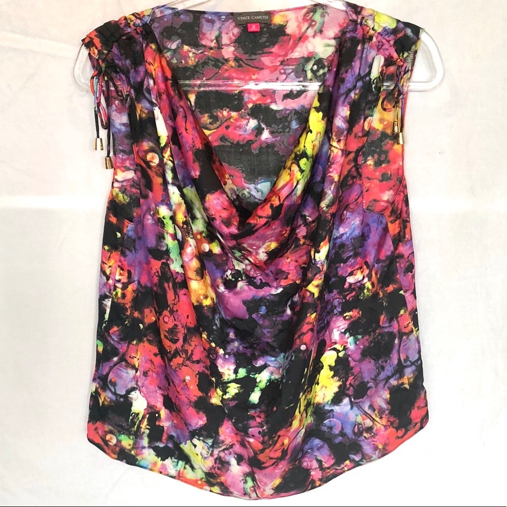 Vince Camuto black pink sleeveless top